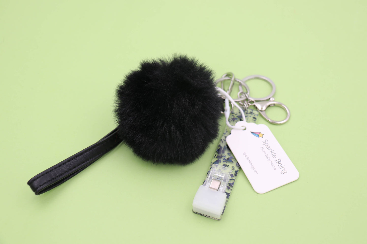 Card Grabber Pom Pom Keychain Ball for Long False Nails Pull