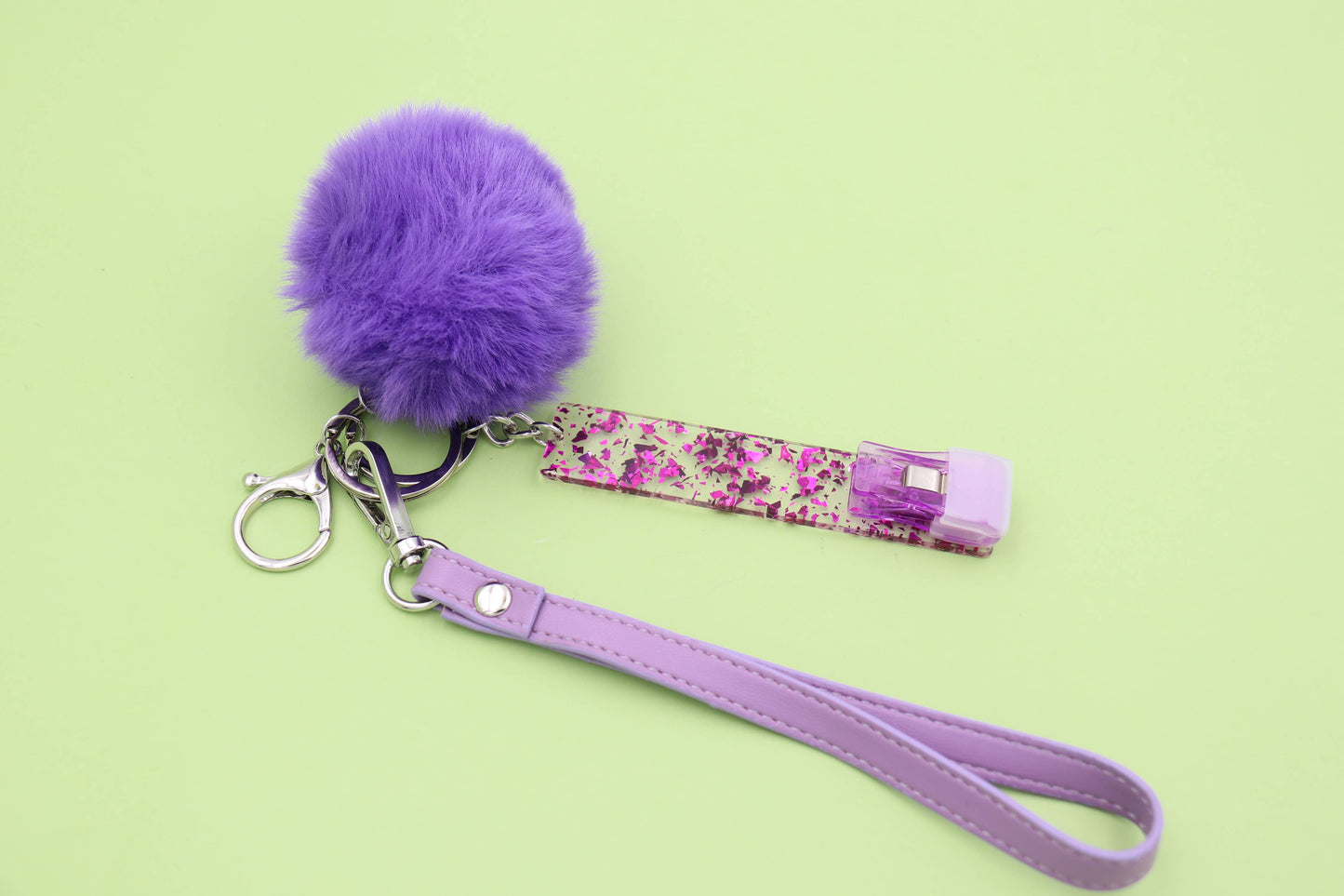 Card Grabber Pom Pom Keychain Ball for Long False Nails Pull
