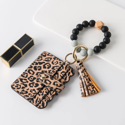 Silicone Wristlet Wallet Keychain - Cute Card Holder (Jane)