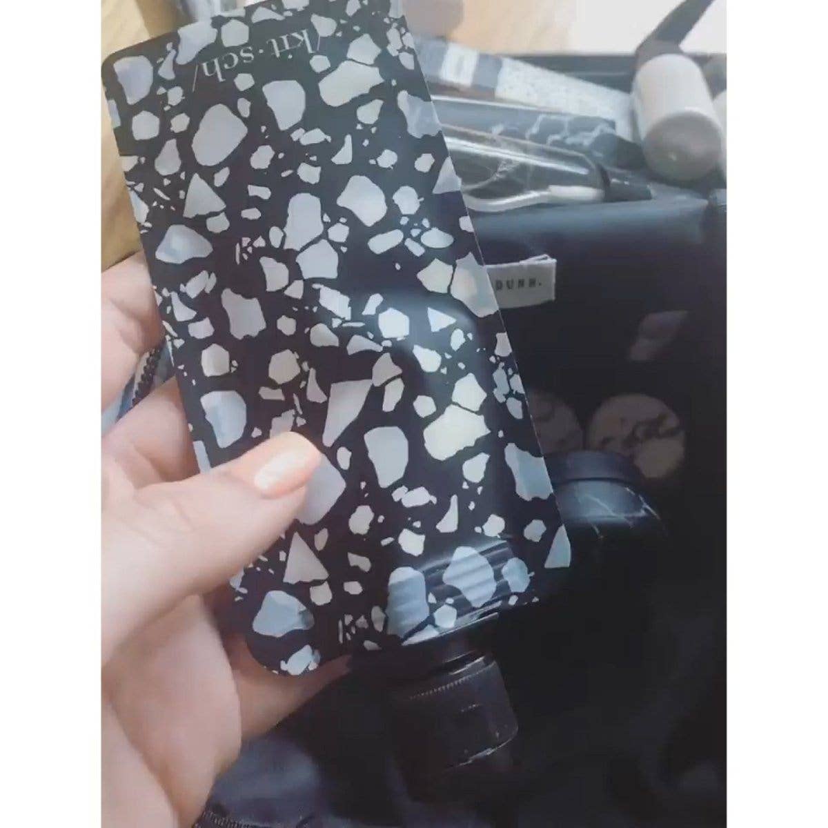 Refillable Travel Pouches 3pc Set - Black & Ivory