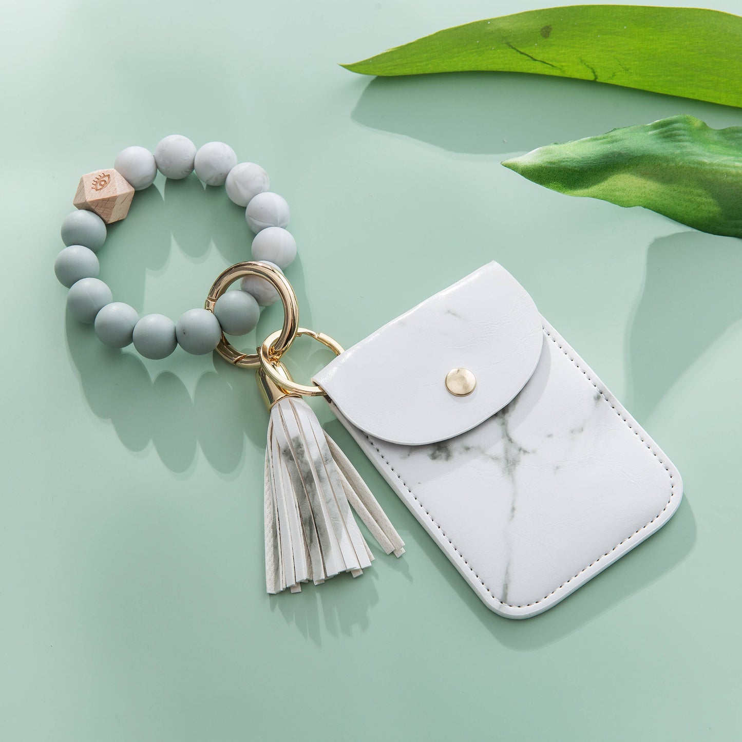 Silicone Bracelet Card & Coin Purse - Keychain Wallet (Laura)