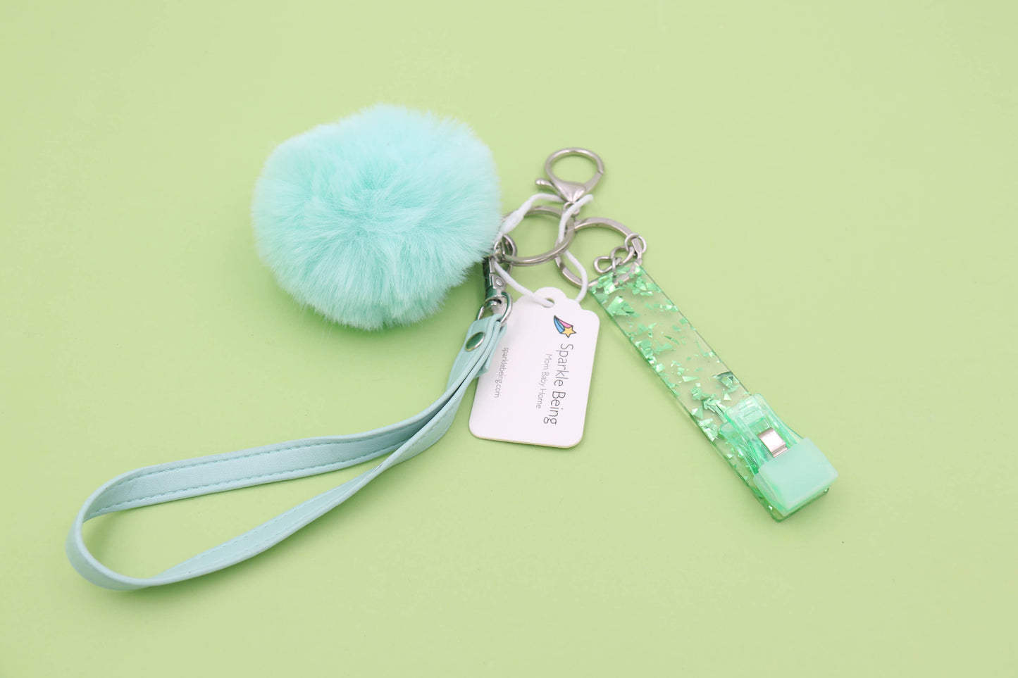 Card Grabber Pom Pom Keychain Ball for Long False Nails Pull