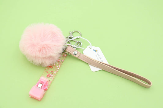Card Grabber Pom Pom Keychain Ball for Long False Nails Pull